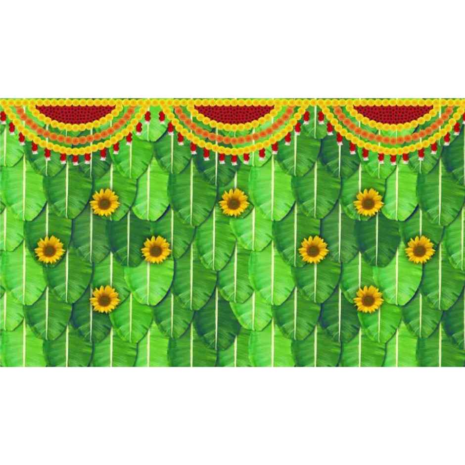 Gullak Festive Backdrop | 5 x 8 ft - Banana Leaves