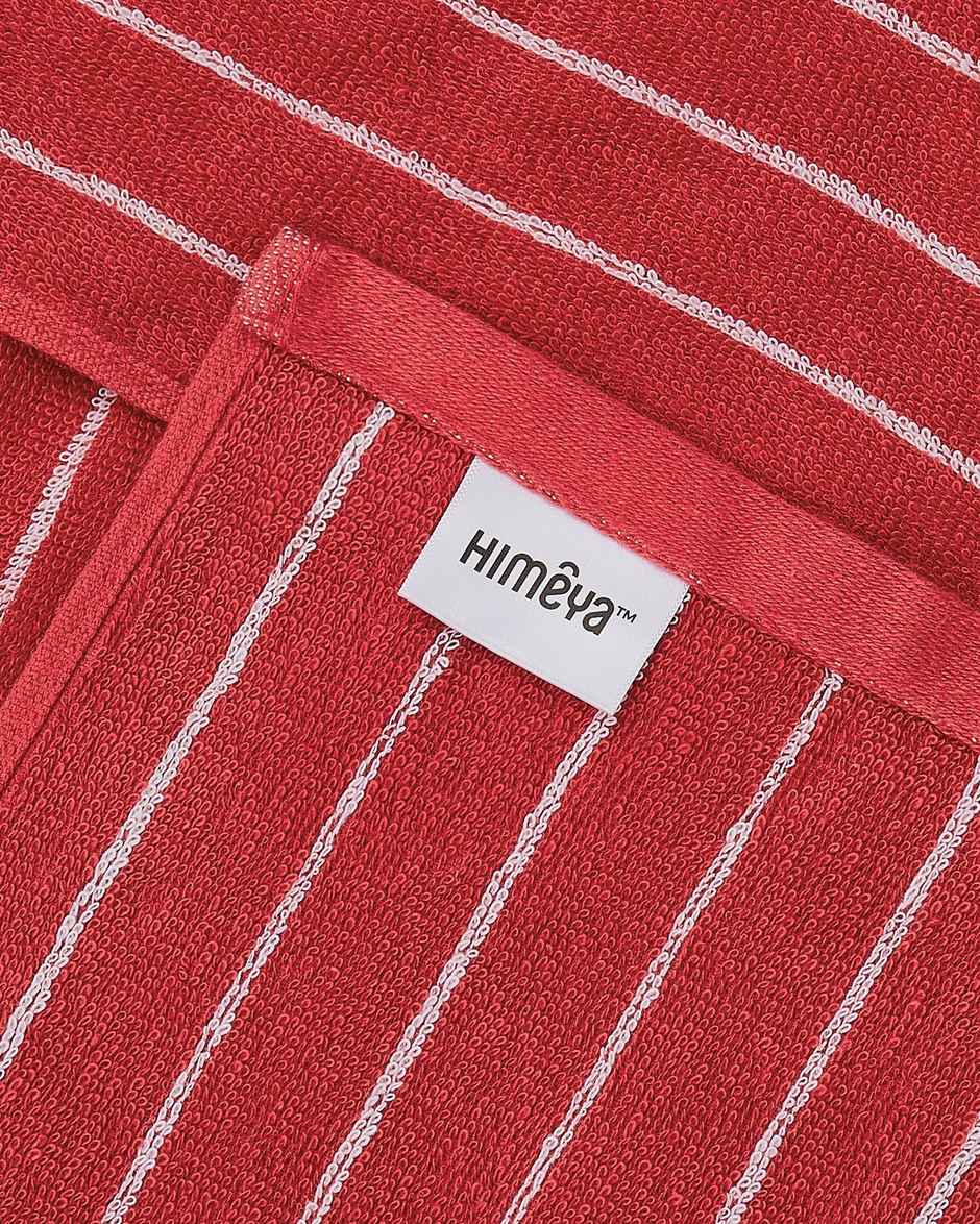 Himeya Pin Stripe 350 GSM Cotton Bath Towel | Fire Red