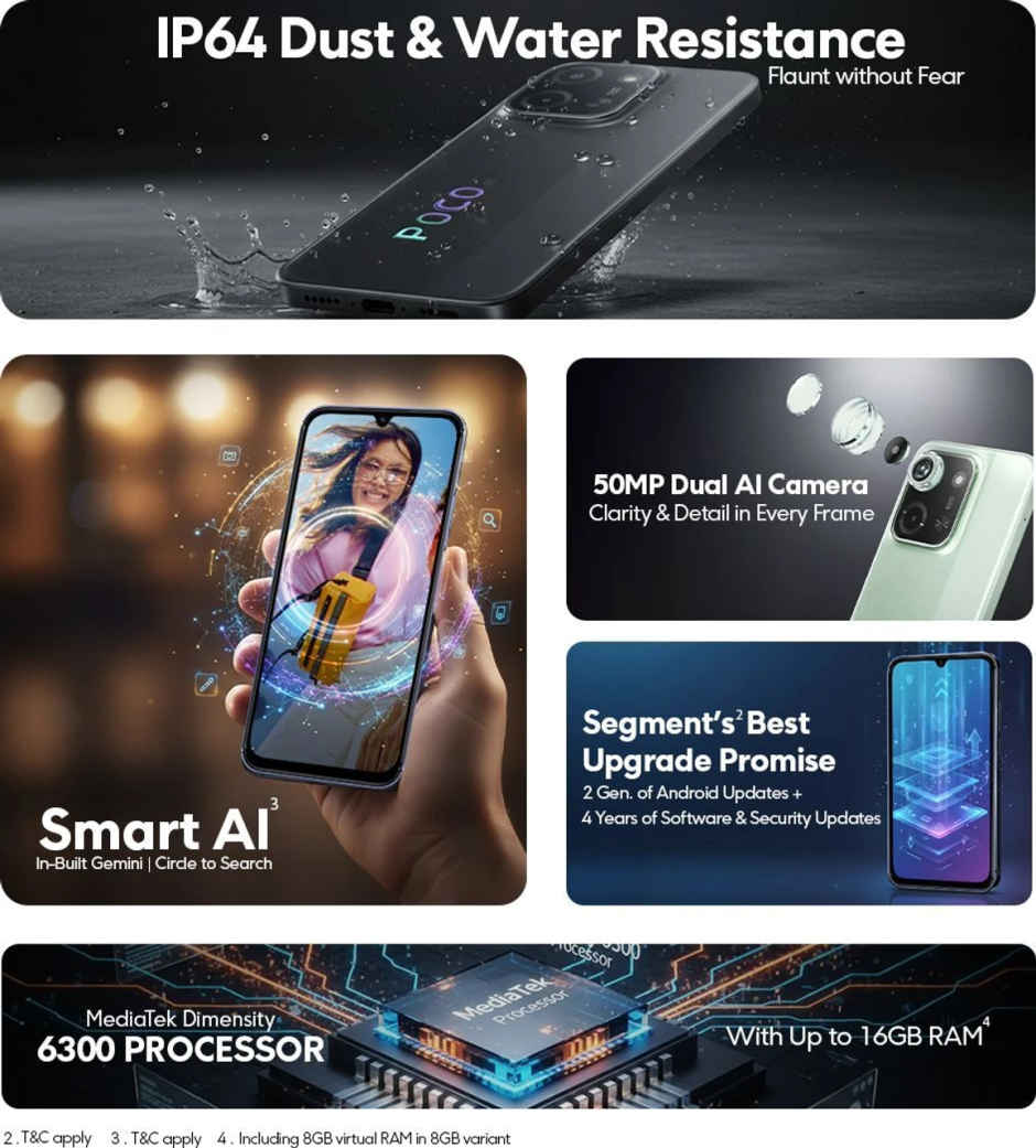 POCO C85 Smartphone | 4 GB RAM | 128 GB Storage | Green