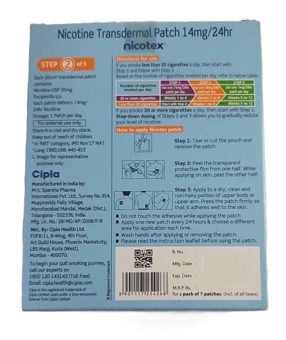 Nicotex 14mg Nicotine Transdermal Patch
