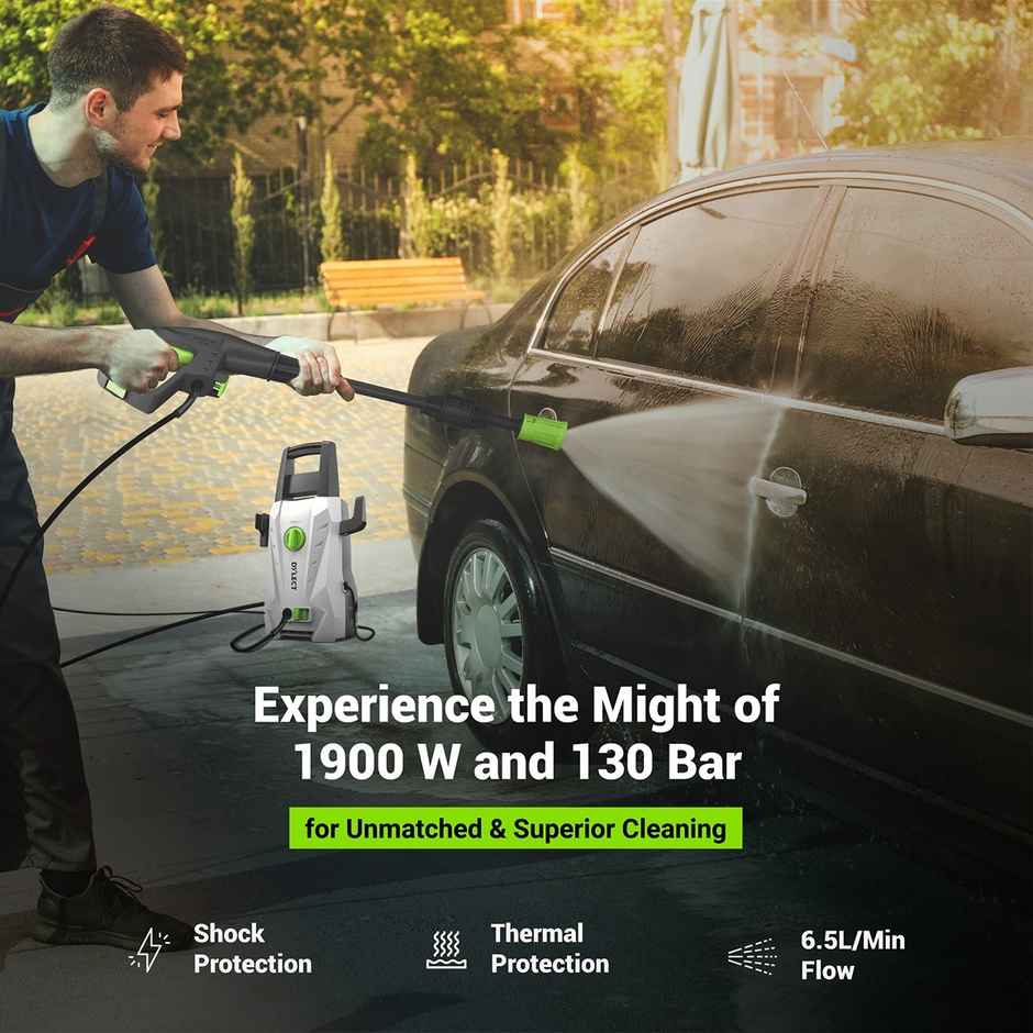Dylect Ultra Flow Plus | 1900W | 130 Bar | 65L/Min Flow | 5m Hose | For Car, Bike & Home Cleaning