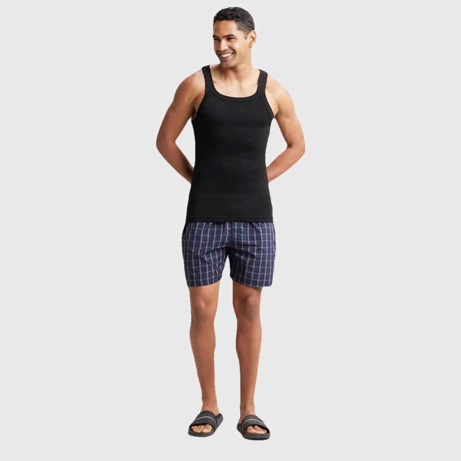 Jockey 1222 Men's Super Combed Mercerized Cotton Woven Checks Underwear Boxer|BackPocket | Assorted-L