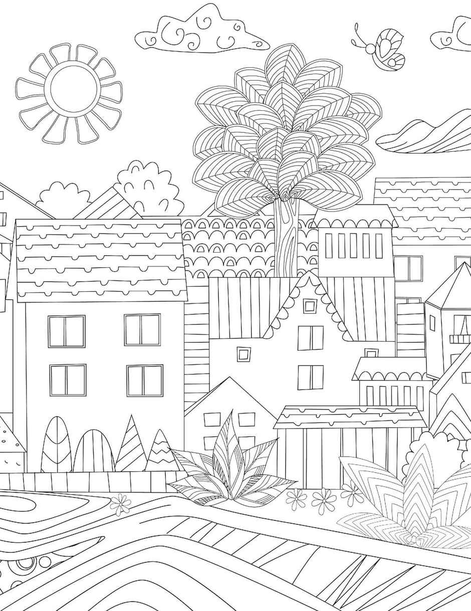 Cityscape Colouring Book for Adults With Detailed City Designs|Coloring Book|Art Therapy Relaxing