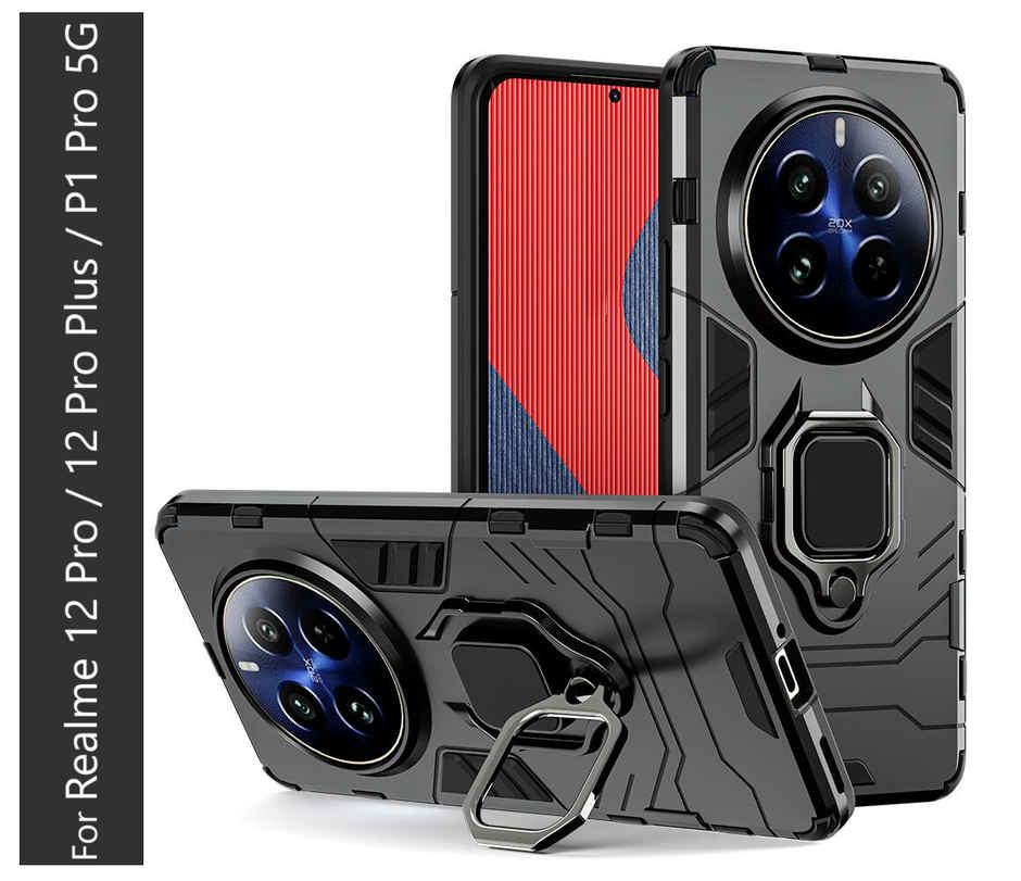 Kwine Case Realme 12 Pro / 12 Pro Plus / P1 Pro 5G Back Cover - Ring Holder Stand Case