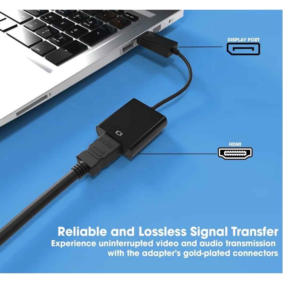 Sounce Display Port to HDMI Adapter, 1080p Display Port DP to HDMI Cable Male to Female Port Support Video & Audio Compatible with Computer, PC, Monitor, Projector, HDTV (Not Bidirectional)
