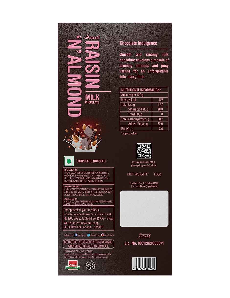 Amul Raisin 'N' Almond Milk Chocolate