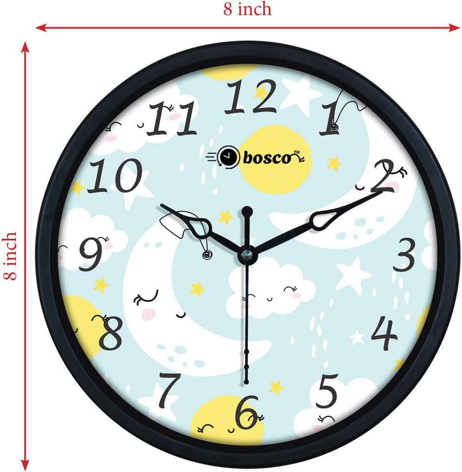 Bosco Modern Silent Blue with Black Frame 20 CM Table Cum Round Wall Clock BWC 1205