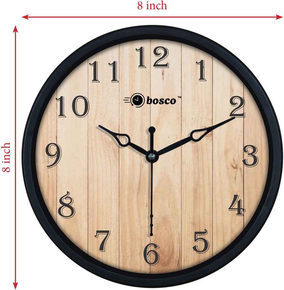 Bosco Modern Silent Wooden Face with Black Frame 20 CM Table Cum Wall Clock BWC 1201
