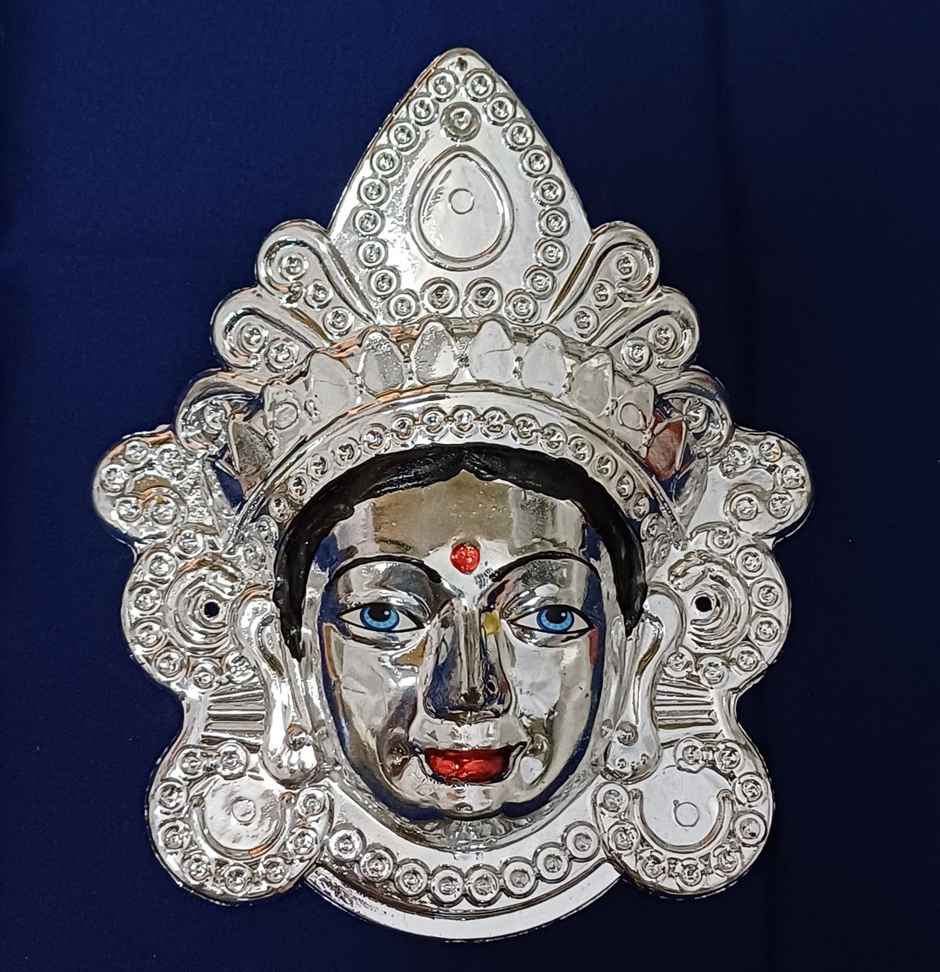 Plastic Durga Face Mukut Idol | Silver | One Size | Gullak