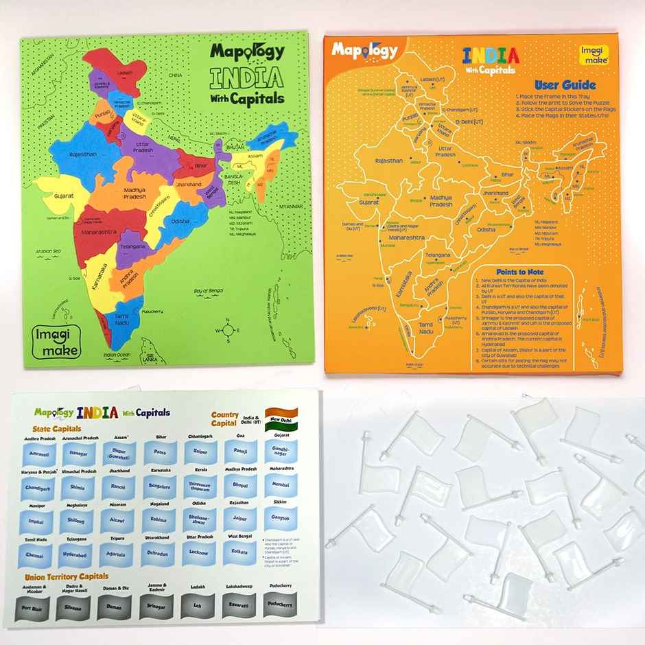 Imagimake Mapology India Map With Capitals Educational Jigsaw Puzzle for Kids Gifting (5+ Years)