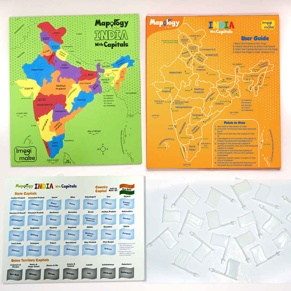 Imagimake Mapology India States Capitals Puzzle | Interactive Learning Toy | 25 Pcs | 5+ years