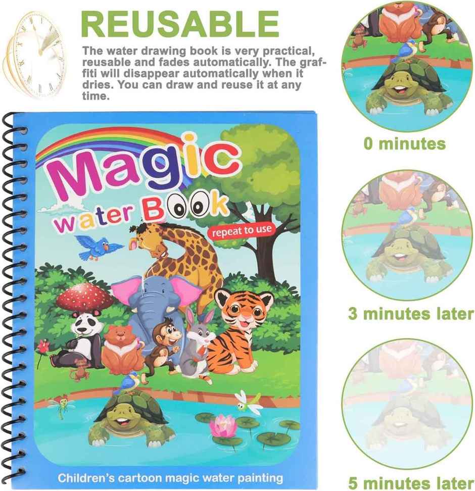 Kidara Magic Water Coloring 4 Books Set New Design | Mess-Free Art - Age 3+ | Educational Gift