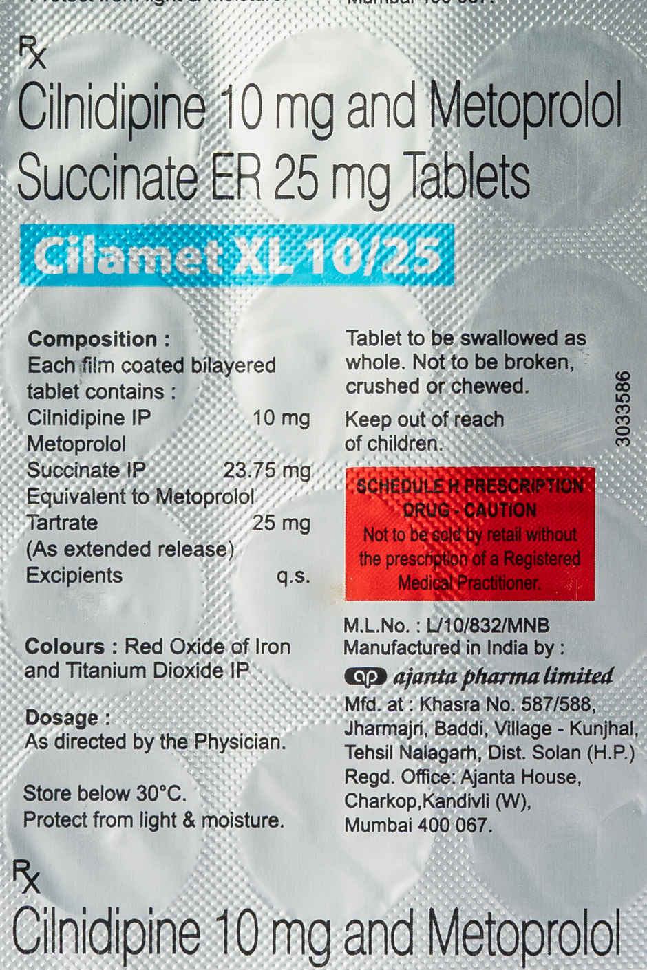 Cilamet XL 10/25 Tablet ER