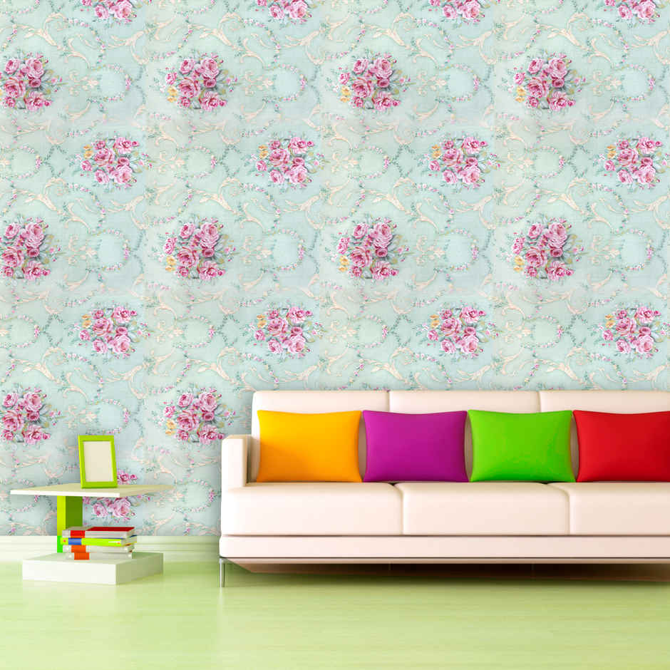 Wollzo Floral Bedroom Wallpaper Self Adhesive Peel and Stick Wall Decor 45 x 500 cm