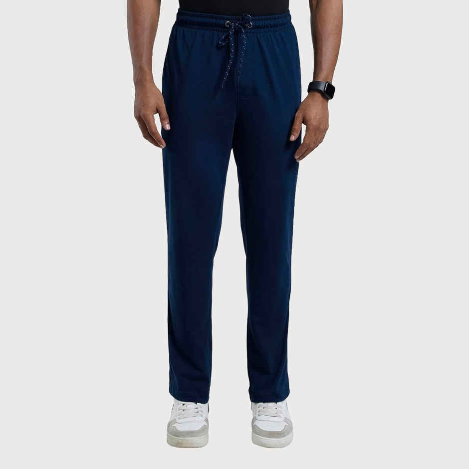 Jockey 9500 Men's Super Combed Cotton Rich Trackpants|Regular Fit|Side Pockets | Navy/Grey Mel-L