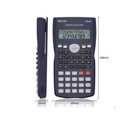 Deli ED-82MS -12 Digit Calculator, Dual Power, Scientific Calculator, Grey
