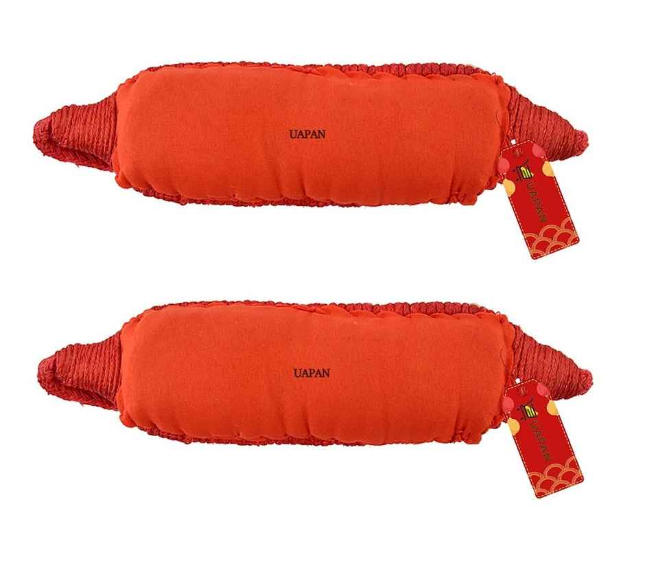 Uapan Brass Ghungroo Pad Red 3 Line Pair, 30+30