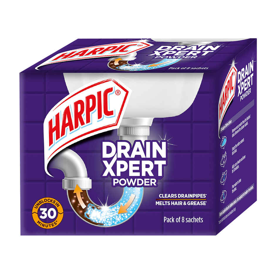 Harpic Drain Xpert Drain Cleaning Powder - 50gx8