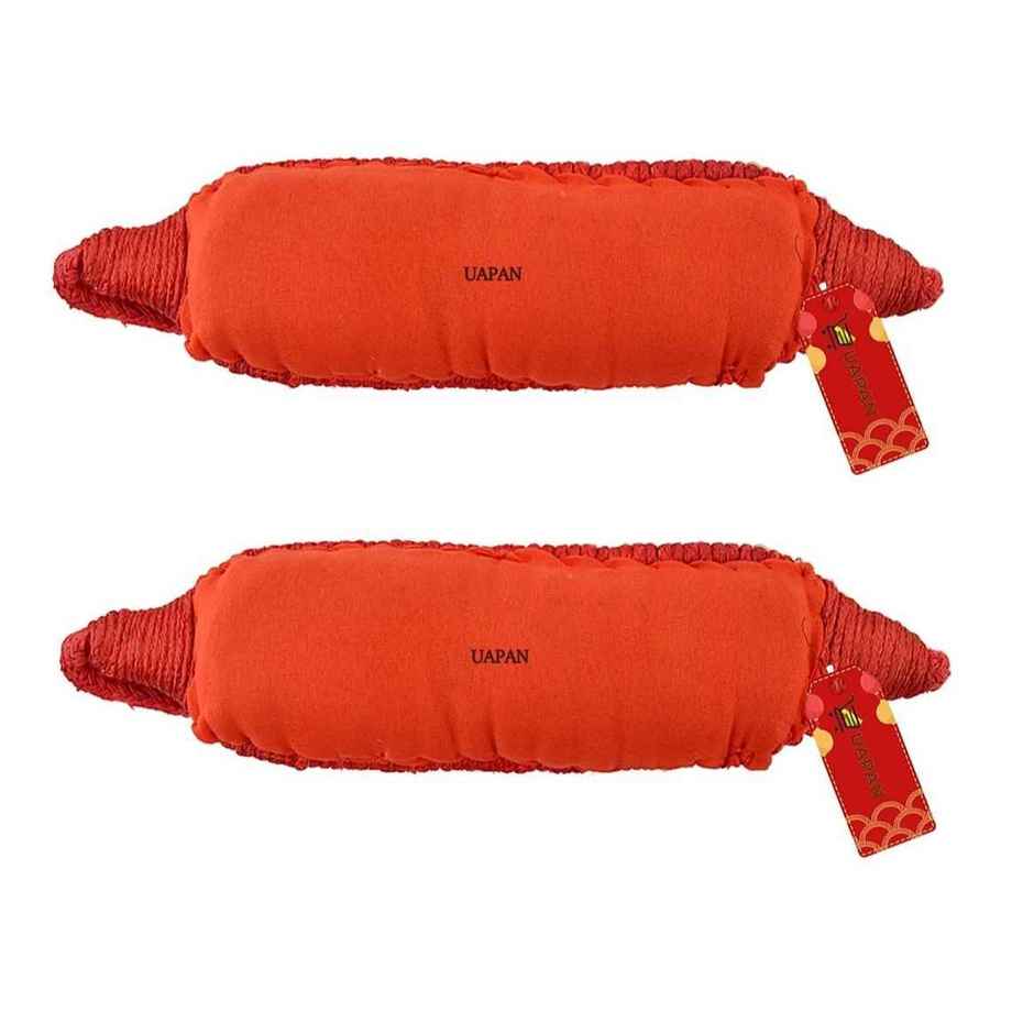 Uapan Brass Ghungroo Pad Red 3 Line Pair, 30+30