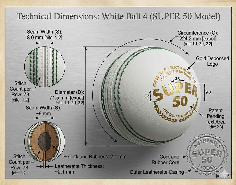 SG Leather Cricket Ball Super 50 | White