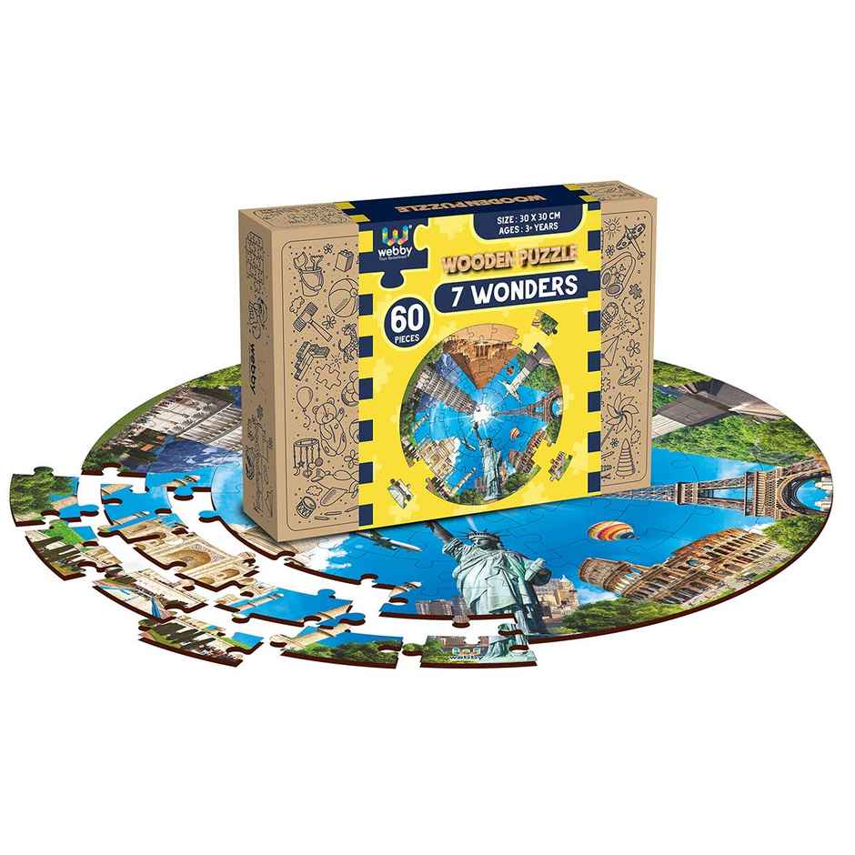 Webby Toys Wooden Seven Wonders of The World Jigsaw Puzzle (Multicolor, 4 - 6 years)