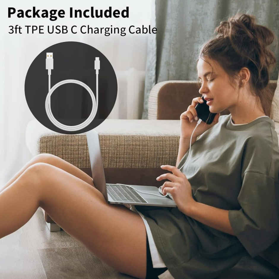 Ailkin USB to C Cable for Realme| Oppo| Vivo & Type C Devices |1M| White