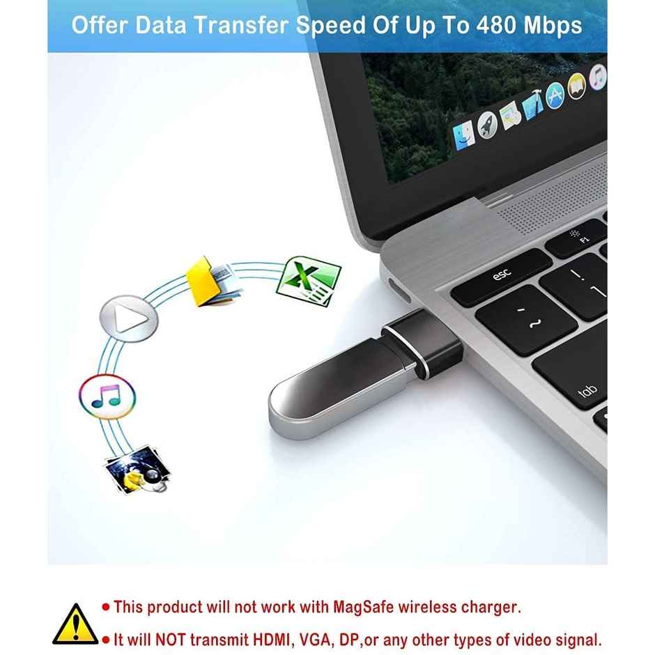 Sounce Type C to USB-A Converter for iPhone 13 Pro Max | Apple Watch | AirPods 3 | Black