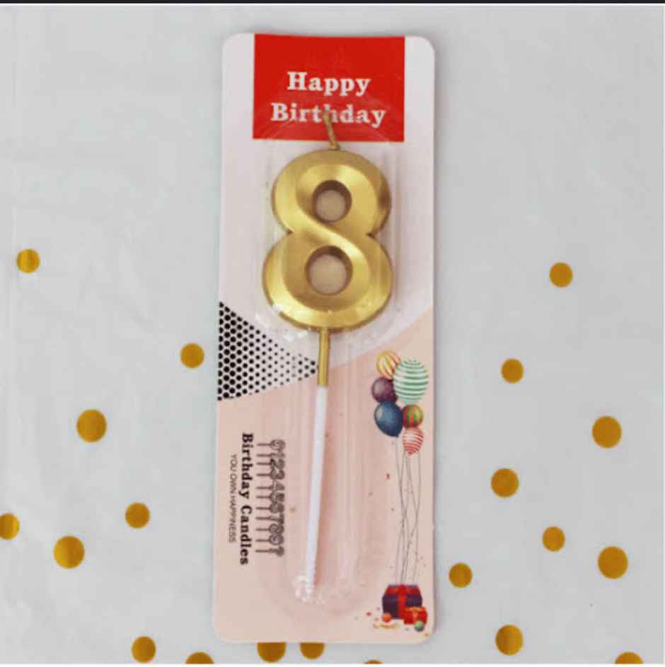 Number 8 Golden Candle | Chrome
