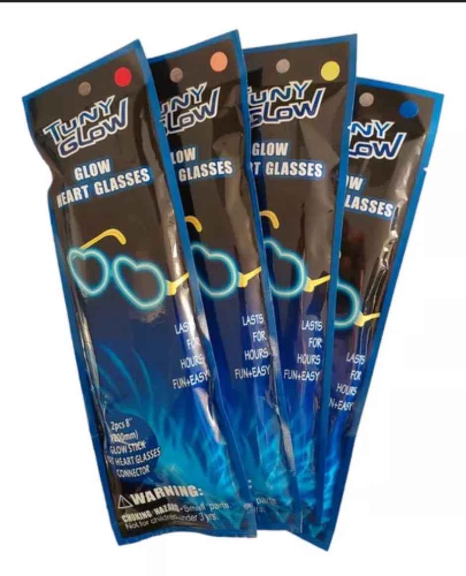 Chrome Glow Heart Glasses - Assorted