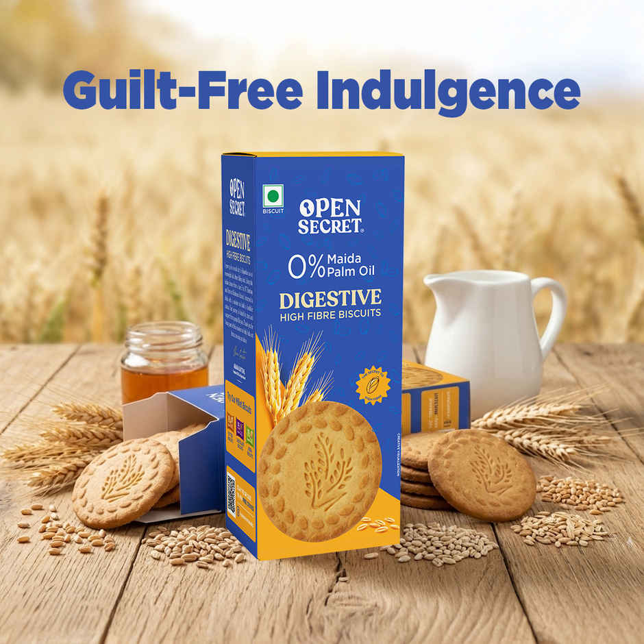 Open Secret Healthy Digestive Biscuit | 0% Maida, 0% Palm Oil, High Fibre | Goodness of Atta