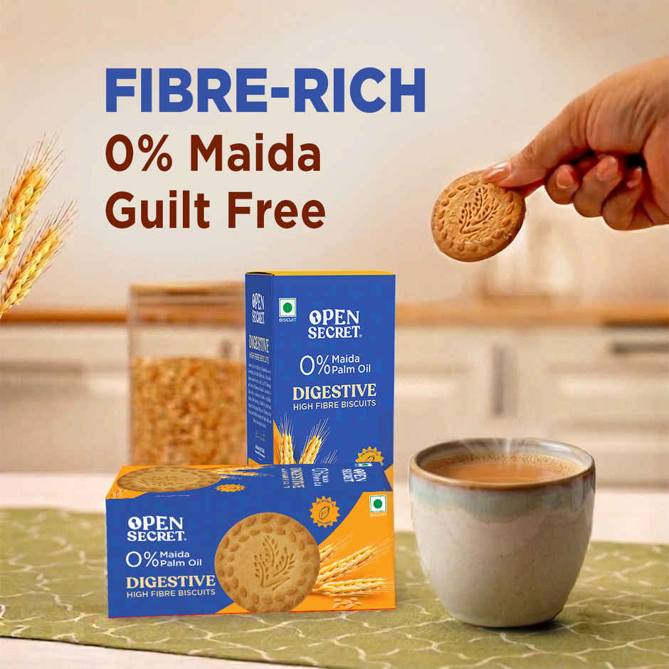Open Secret Healthy Digestive Biscuit | 0% Maida, 0% Palm Oil, High Fibre | Goodness of Atta
