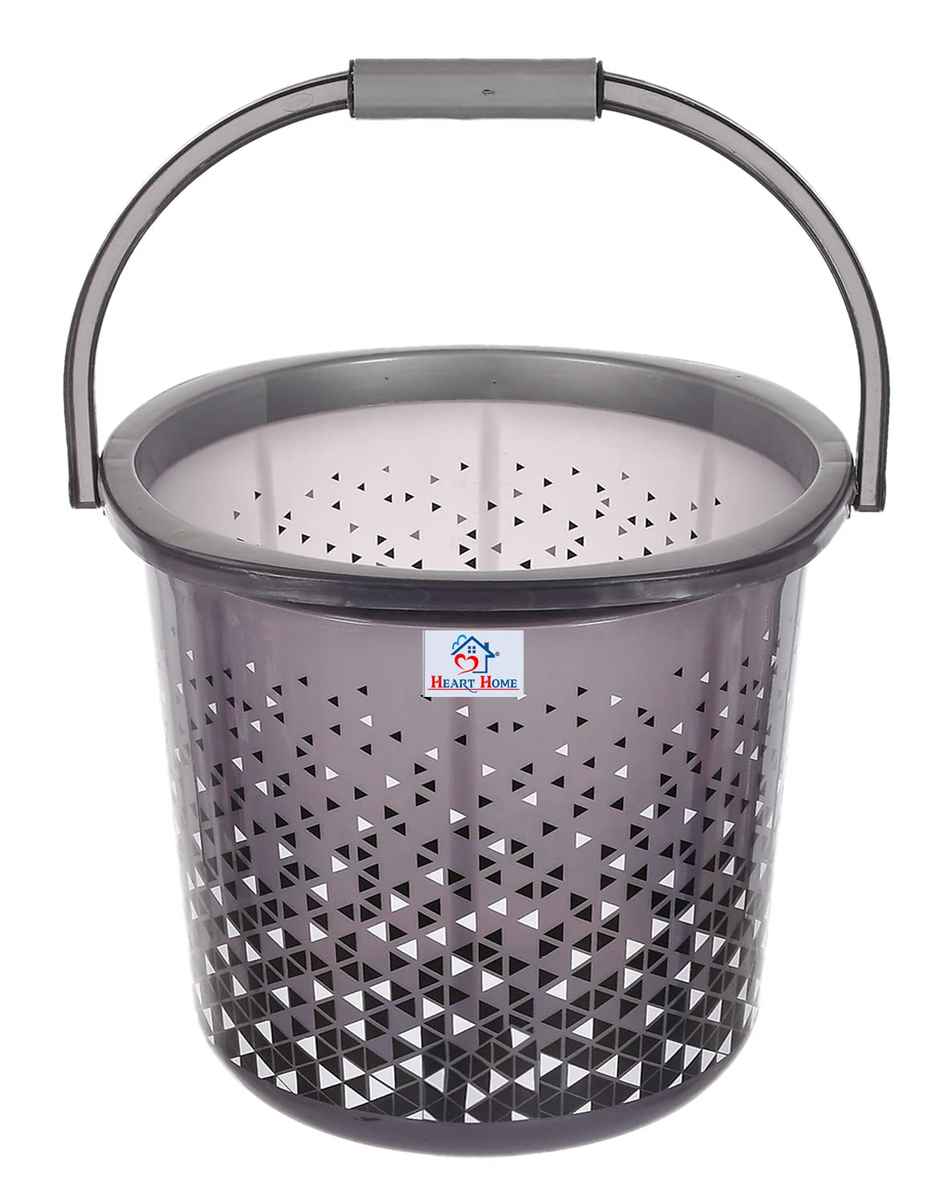 Kuber Industries Unbreakable Plastic Triangle Bucket for Home & Bathing | 18 L | Pack of 2 | Black