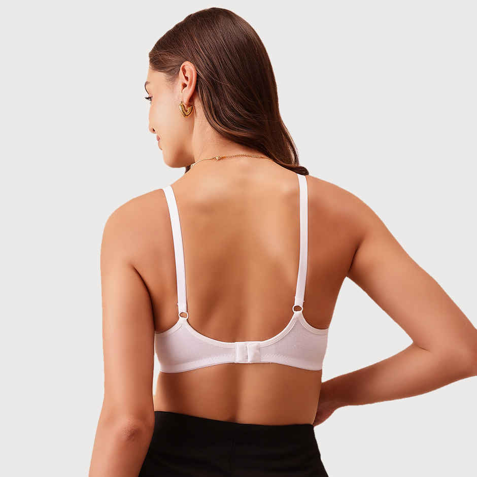Clovia Women Padded Non-Wired Full Coverage T-Shirt Bra - Cotton Rich | White | 32D