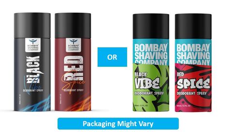 Bombay Shaving Company Red Spice & Black Vibe Combo Deodorant Spray For Men Pack Of 2