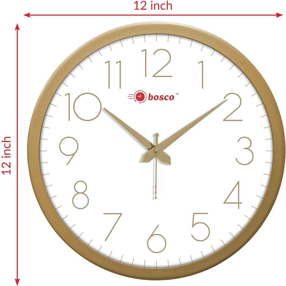 Bosco Decorative Silent White Face with Golden Frame 30 CM Wall Clock BWC 1641