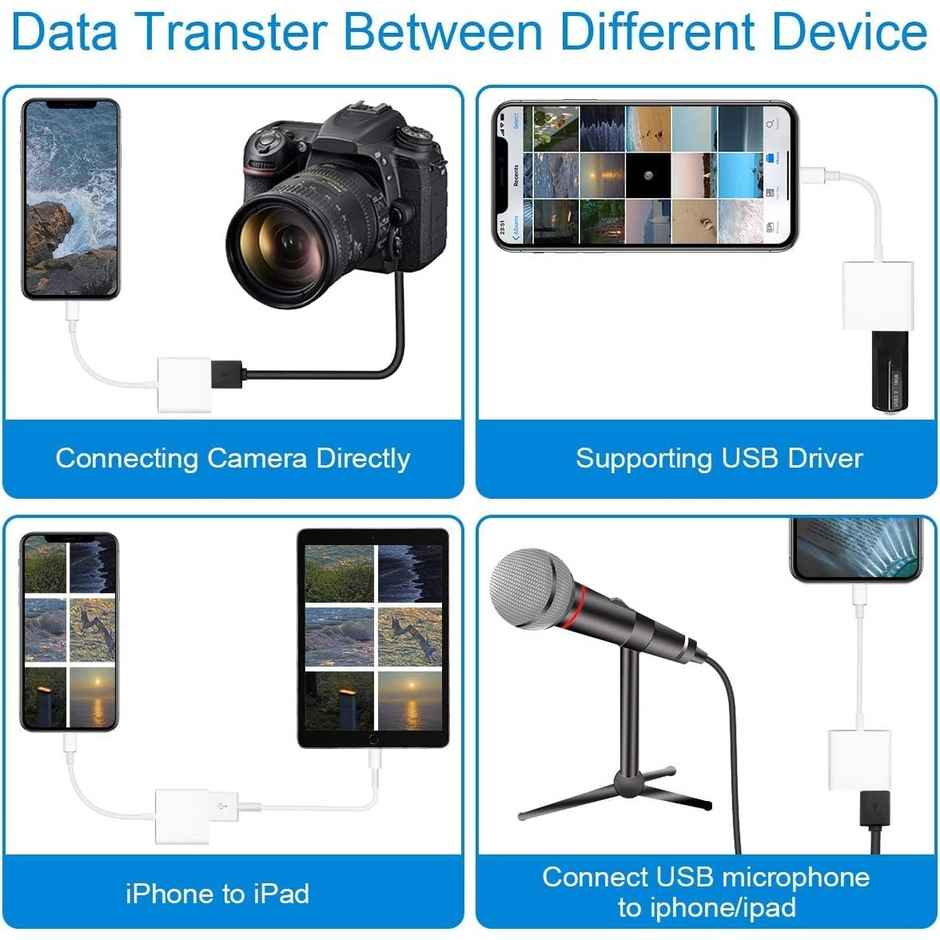 Sounce MFI-Certified Lightning to USB Camera Adapter with Charging Port, Portable Lightning to USB Female OTG Adapter Compatible with Phone, Phone to USB Adapter Plug and Play Support Card Reader