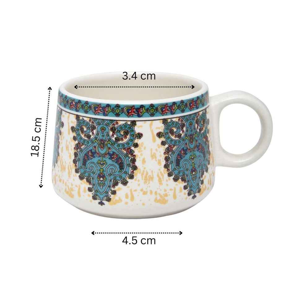 Roxx Mystic Ceramic Tea Set | 150ml x 6 Cups + 1 Pot | Mystic Bloom | Durable | Multicolour