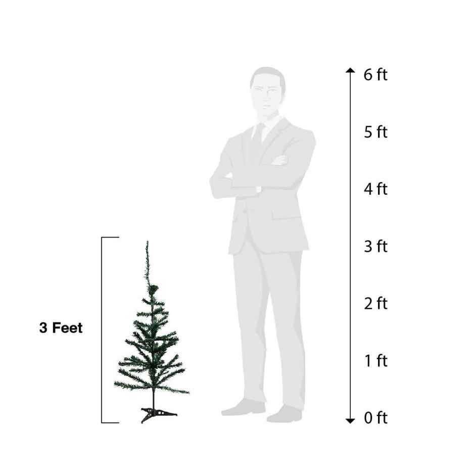 Artificial Christmas Tree | 3 ft | Green | Solid Legs | Sturdy Build | Party Propz