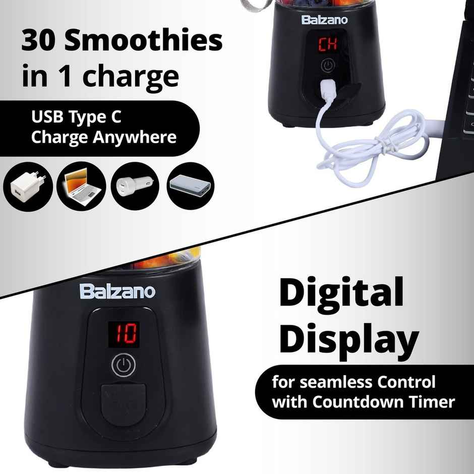 Balzano Portable Blender | Blender For Smoothie And Juices | Black