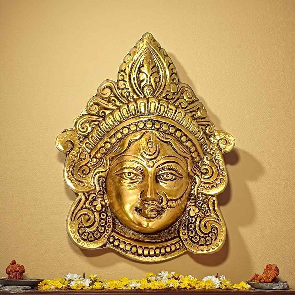 Durga Face Mukut Idol | Gold | Metal | Gullak