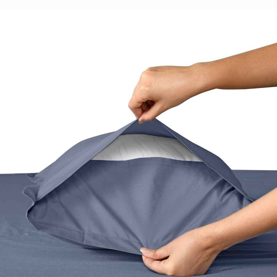 Sleepycat Cotton Pillow Cover with Envelope Closure, Blue, 28x18 in, Pack of 2 | No Pillows Included