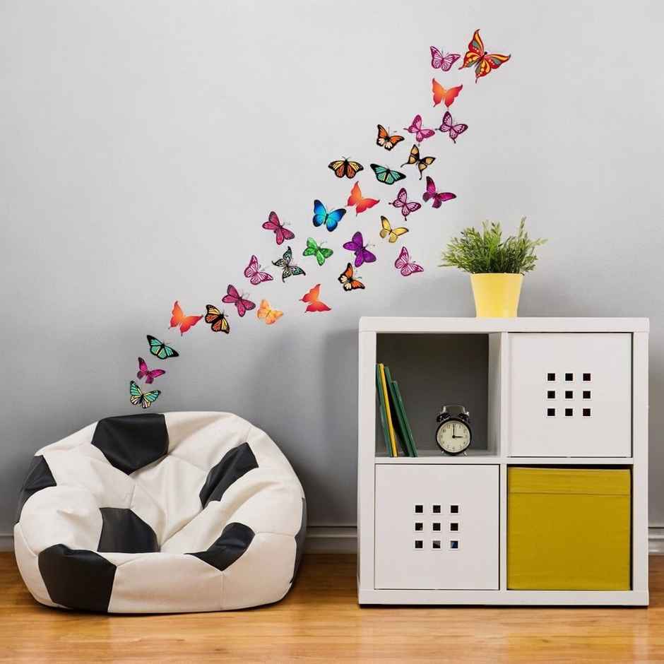 BAY6 Colorful Butterflies | 100 x - 72cm - 90cm Self Adhesive Sticker | Pack Of 1