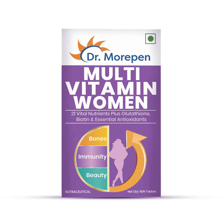 Boldfit 6Mm Yoga Mat | Durable Eva Material For Comfortable Workouts - Purple (1pc) & Dr. Morepen Multivitamins For Women With Calcium For Energy & Immunity Boost - 60 Veg Tablets (1pc) Combo