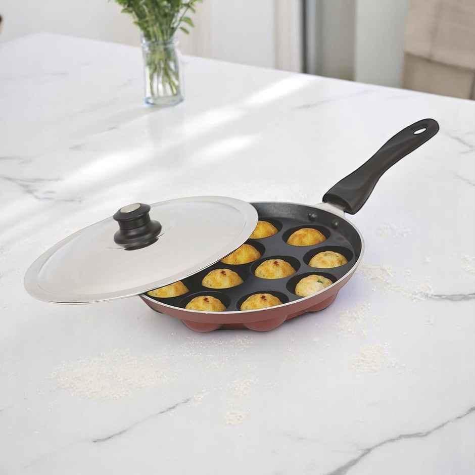 SignoraWare Perfecto NonStick Appapatram | 12 Crators | 3.25mm | Black