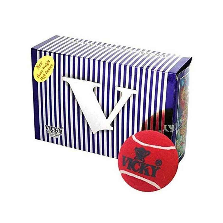 Vicky Heavyweight Rubber Cricket Ball | Red | Durable and Reliable