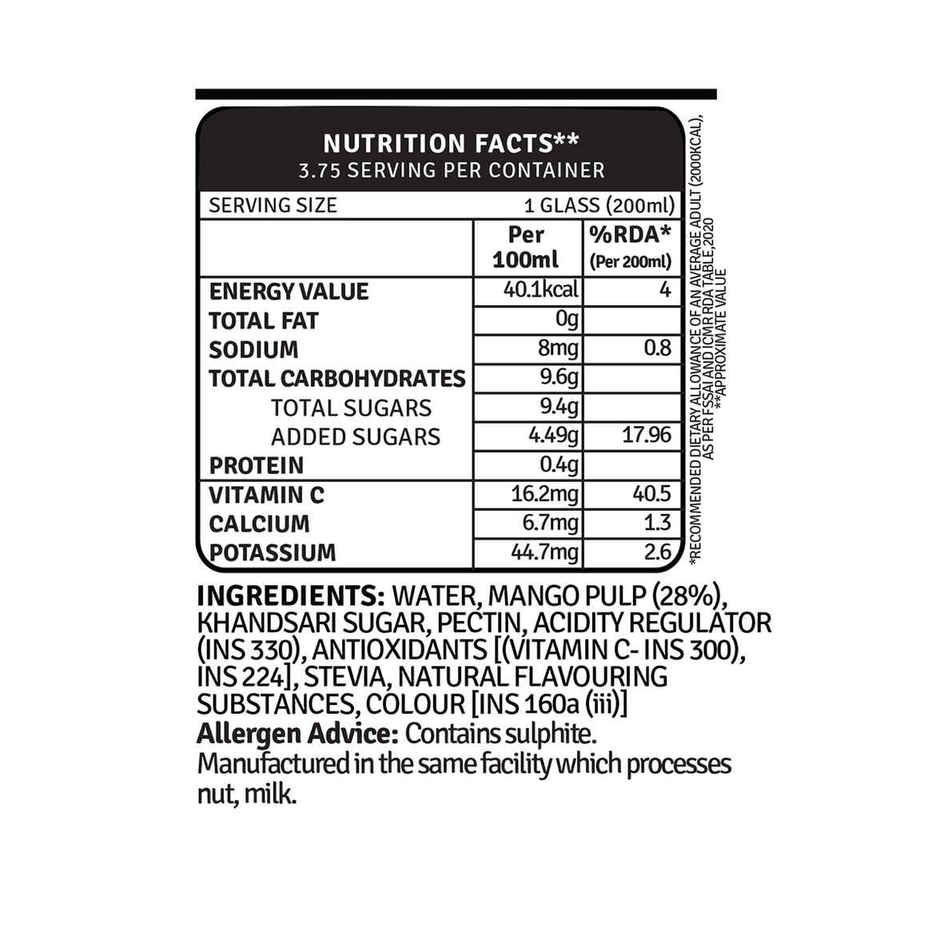 RAW Pressery Refreshers Aam Mango Juice  Mango Drink  Not From Concentrate  Fruit Juice