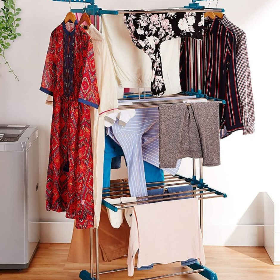 Uttam Stainless Steel Cloth Stand - 3 Level | 0.32 Gauge | 3.97 Kg