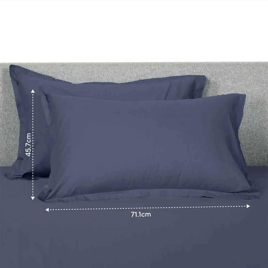 Sleepycat Cotton Pillow Cover with Envelope Closure, Blue, 28x18 in, Pack of 2 | No Pillows Included