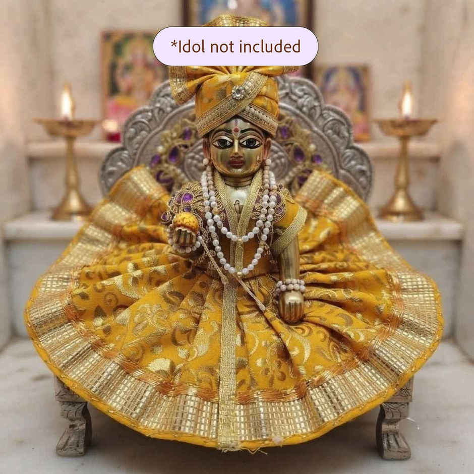 Gullak Laddu Gopal Foil Print Poshak | Yellow | Size 1