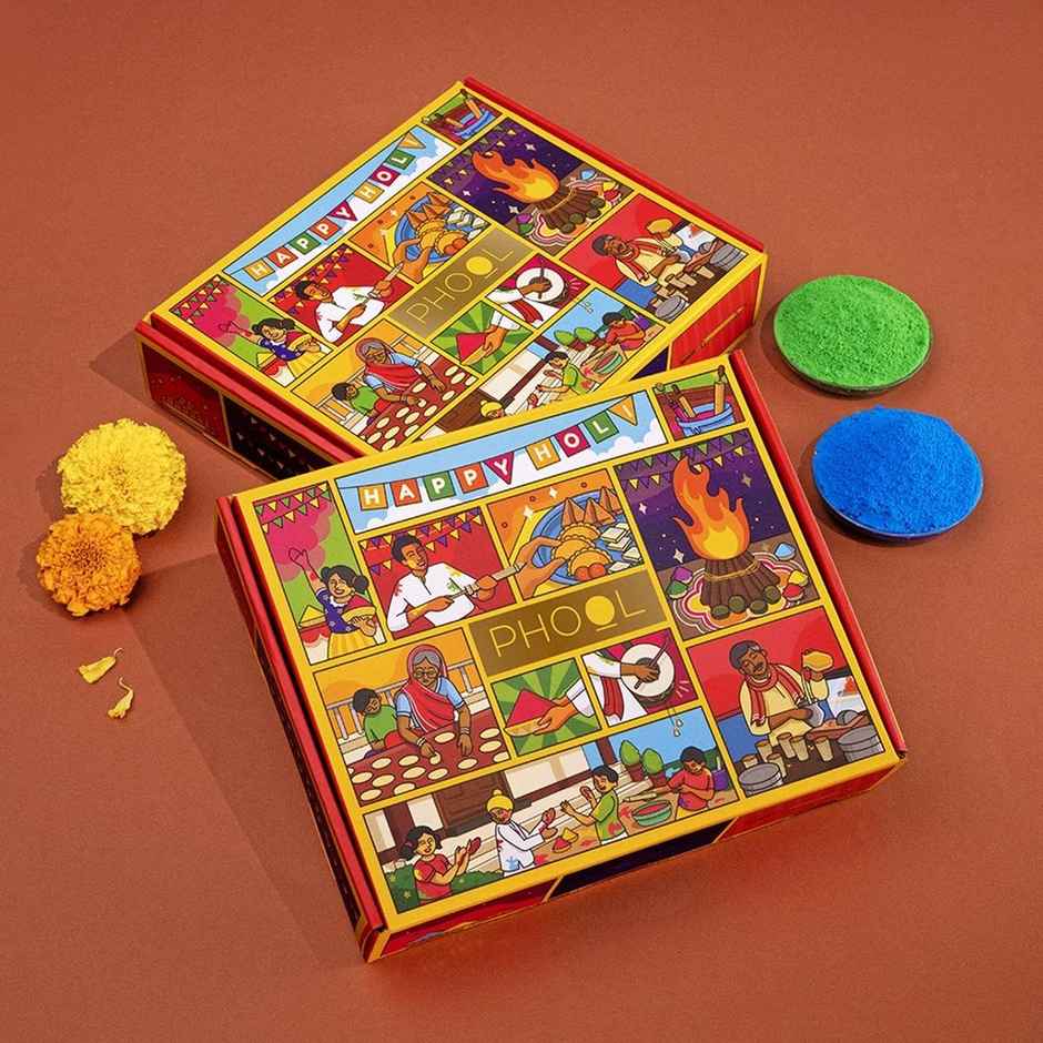 Holi Natural Gulal Gift Box 5 Handcrafted Inclusions | Phool